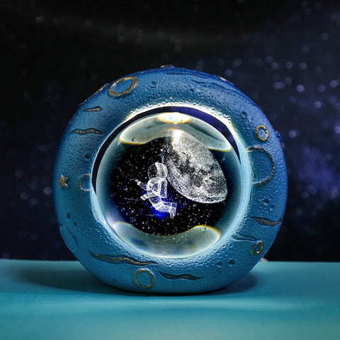 3D LED Crystal Ball Bedside Side Coffee Table Nursery Lamp Light USB Astronaut