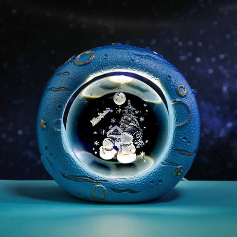 3D LED Crystal Ball Bedside Side Coffee Table Nursery Lamp Light USB Snowmen