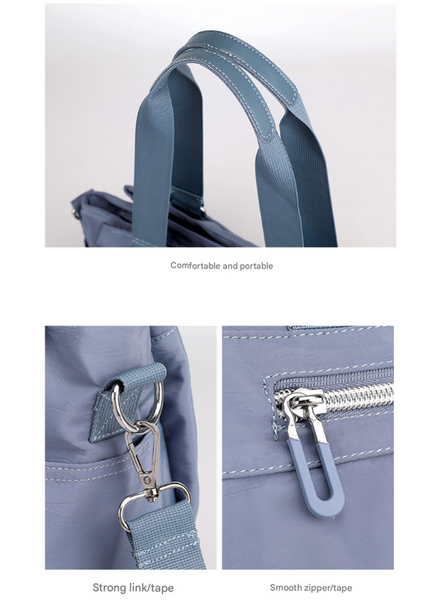 Lightweight Nylon Water Repellant Tote Shoulder Crossbody Bag Handbag Blue
