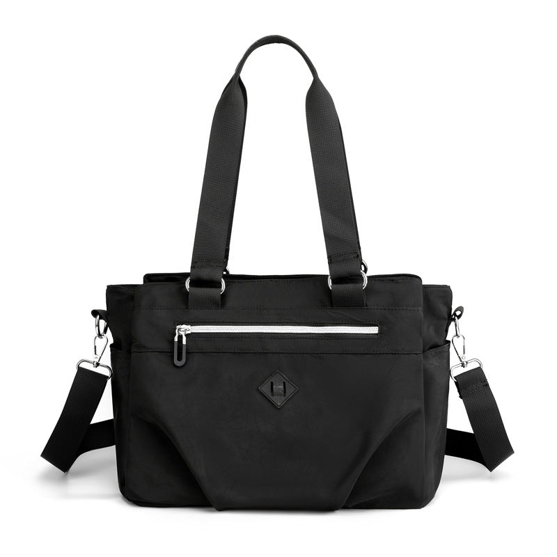 Lightweight Nylon Water Repellant Tote Shoulder Crossbody Bag Handbag Black