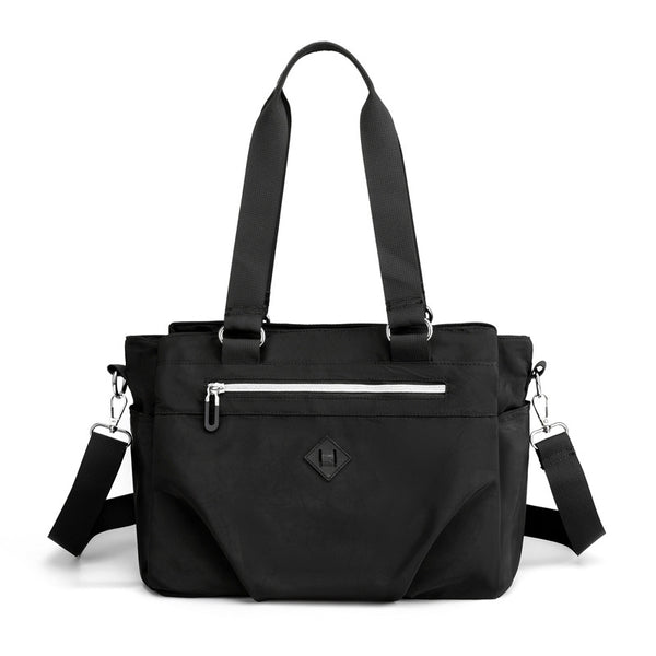 Lightweight Nylon Water Repellant Tote Shoulder Crossbody Bag Handbag Black