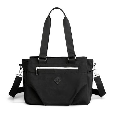 Lightweight Nylon Water Repellant Tote Shoulder Crossbody Bag Handbag Black