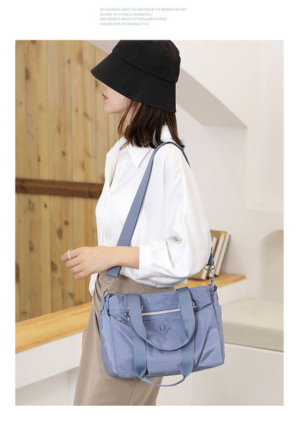 Lightweight Nylon Water Repellant Tote Shoulder Crossbody Bag Handbag Black