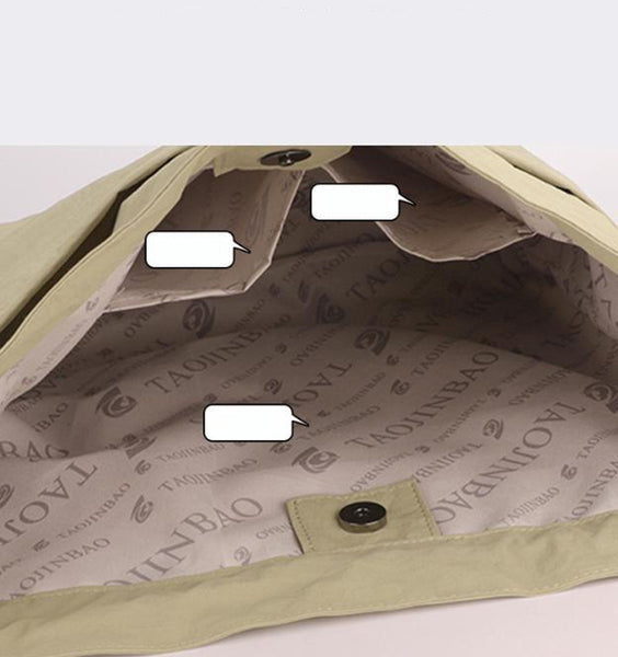 Lightweight Nylon Drawstring Tote Shoulder Crossbody Bag Multi Pocket Green