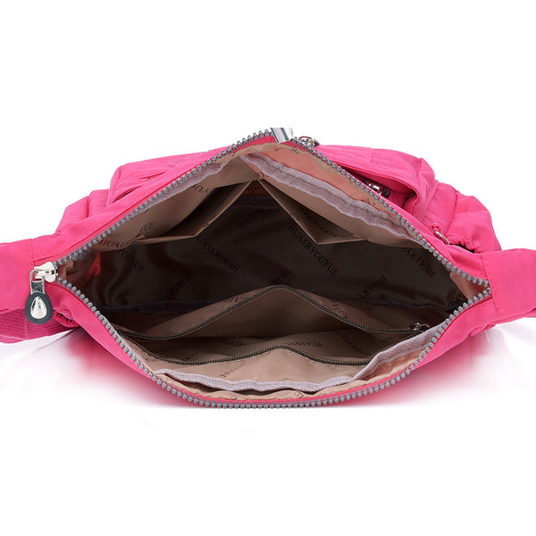 2 Pce Nylon Water Repellent Crossbody Shoulder Bag Clutch Pouch Dark Blue