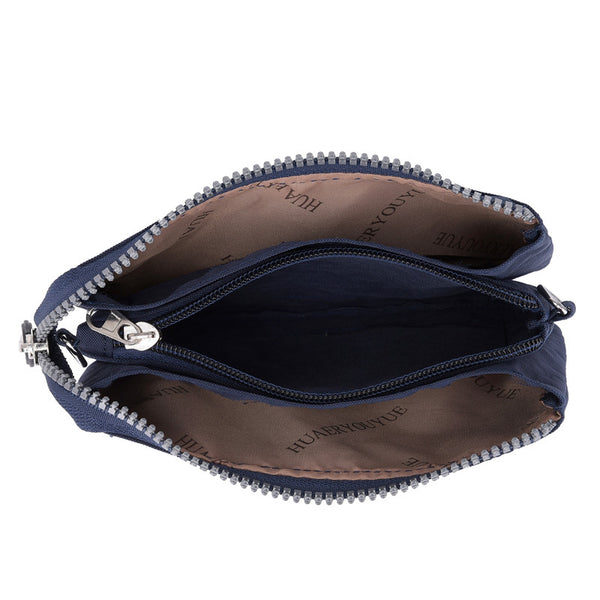 2 Pce Nylon Water Repellent Crossbody Shoulder Bag Clutch Pouch Blue