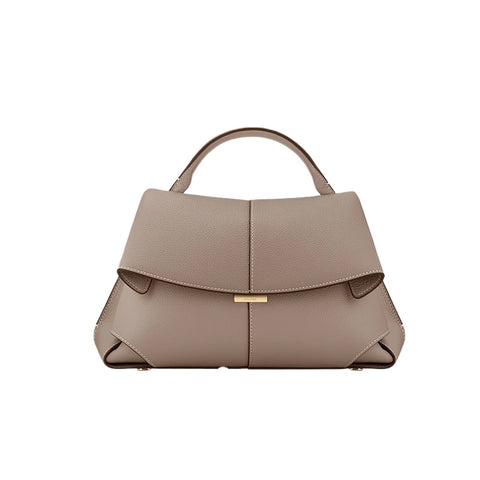 Cowhide Leather Top Handle Satchel Flap Crossbody Shoulder Bag Handbag Khaki