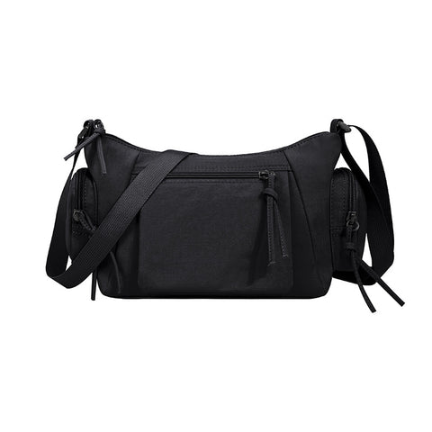 Lightweight Waterproof Fabric Oxford Crossbody Shoulder Bag Multi Pocket Black
