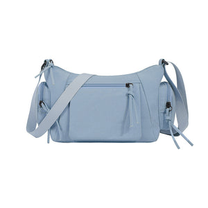 Lightweight Waterproof Fabric Oxford Crossbody Shoulder Bag Multi Pocket Blue