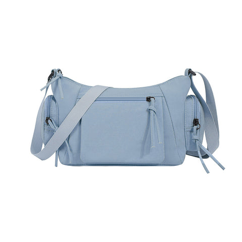 Lightweight Waterproof Fabric Oxford Crossbody Shoulder Bag Multi Pocket Blue