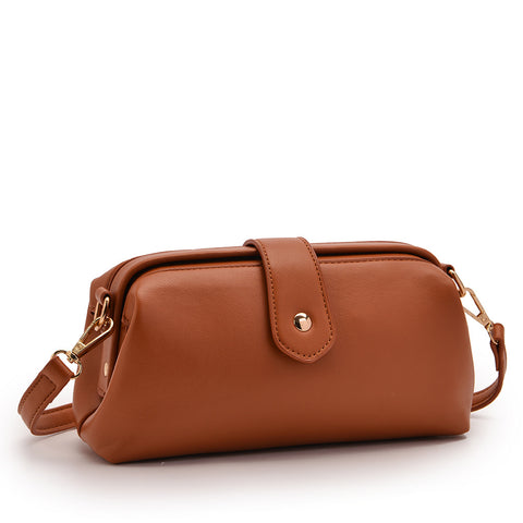Chic Vintage Inspired PU Leather Crossbody Bag Handbag Adjustable Strap Brown