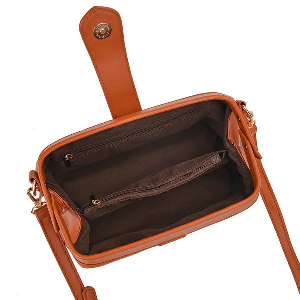 Chic Vintage Inspired PU Leather Crossbody Bag Handbag Adjustable Strap Brown