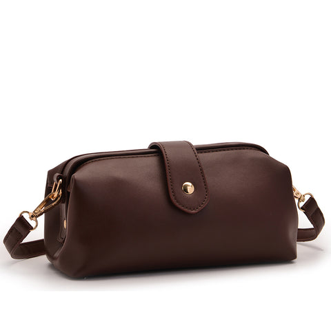 Chic Vintage Inspired PU Leather Crossbody Bag Handbag Adjustable Strap Coffee
