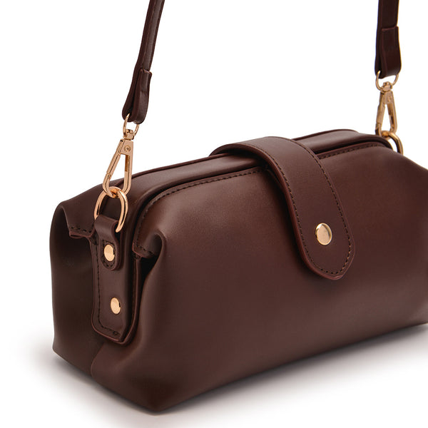 Chic Vintage Inspired PU Leather Crossbody Bag Handbag Adjustable Strap Coffee