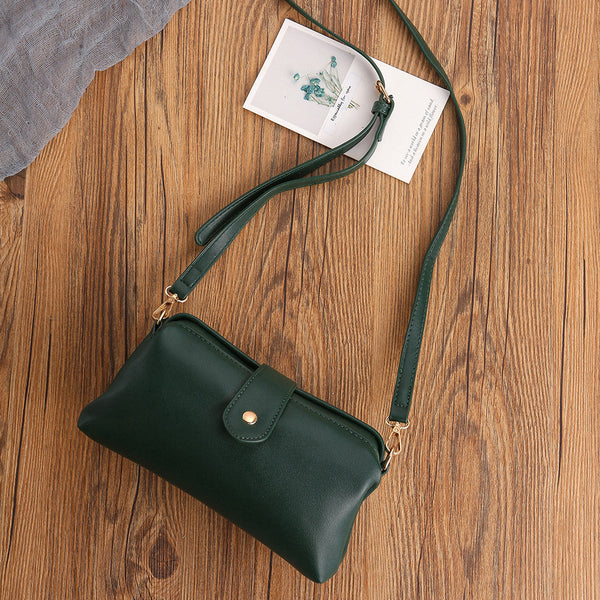Chic Vintage Inspired PU Leather Crossbody Bag Handbag Adjustable Strap Dark Green