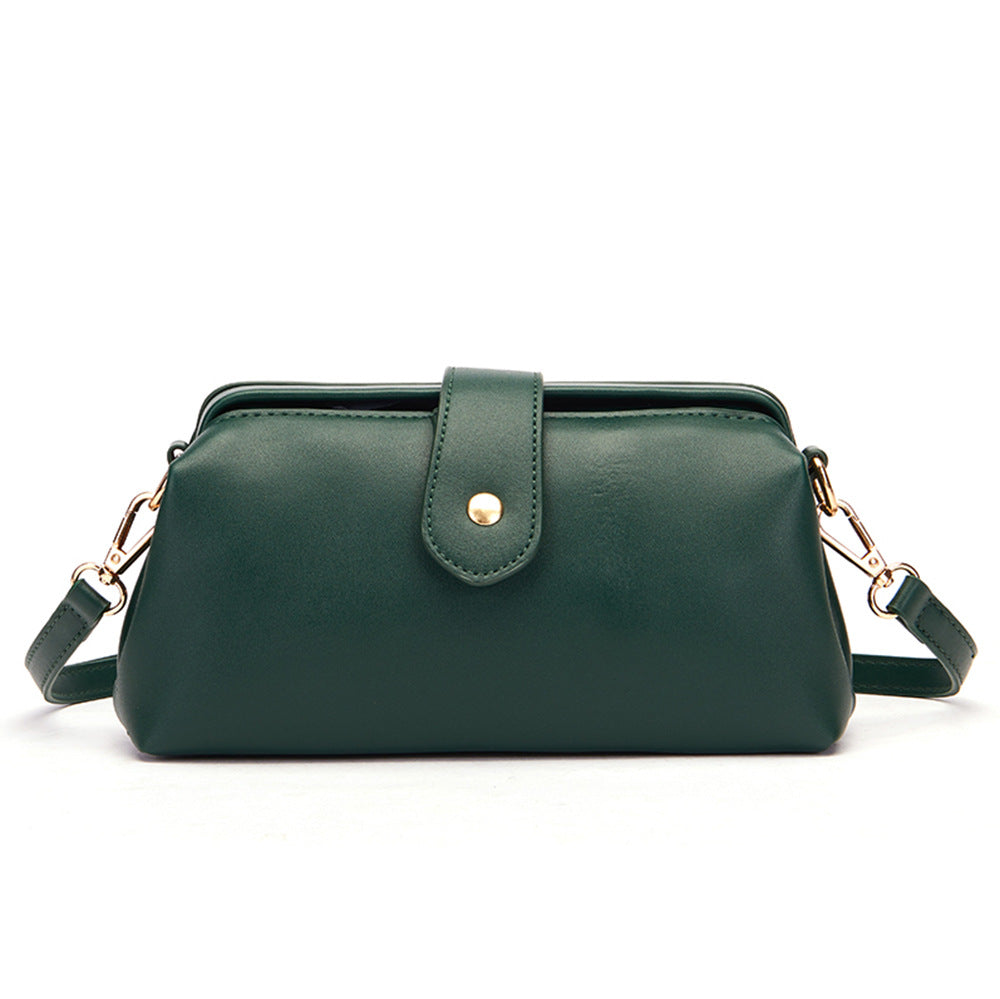Chic Vintage Inspired PU Leather Crossbody Bag Handbag Adjustable Strap Dark Green