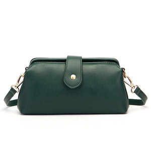 Chic Vintage Inspired PU Leather Crossbody Bag Handbag Adjustable Strap Dark Green