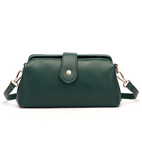 Chic Vintage Inspired PU Leather Crossbody Bag Handbag Adjustable Strap Dark Green