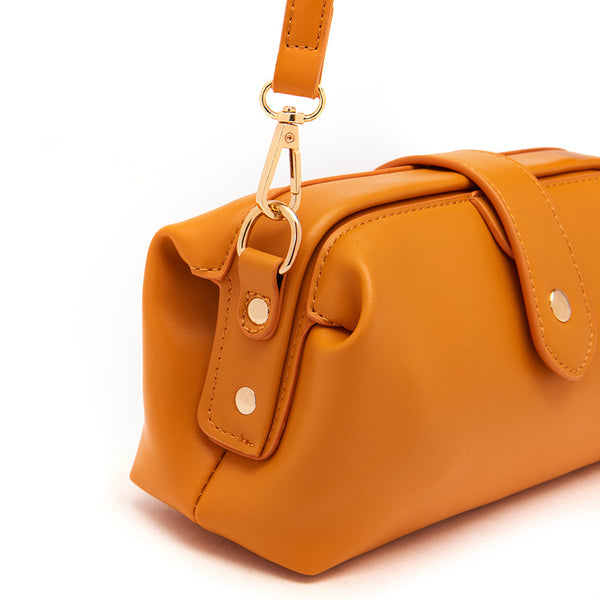 Chic Vintage Inspired PU Leather Crossbody Bag Handbag Adjustable Strap Yellow