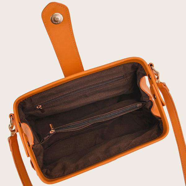 Chic Vintage Inspired PU Leather Crossbody Bag Handbag Adjustable Strap Yellow