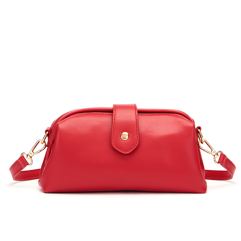 Chic Vintage Inspired PU Leather Crossbody Bag Handbag Adjustable Strap Red