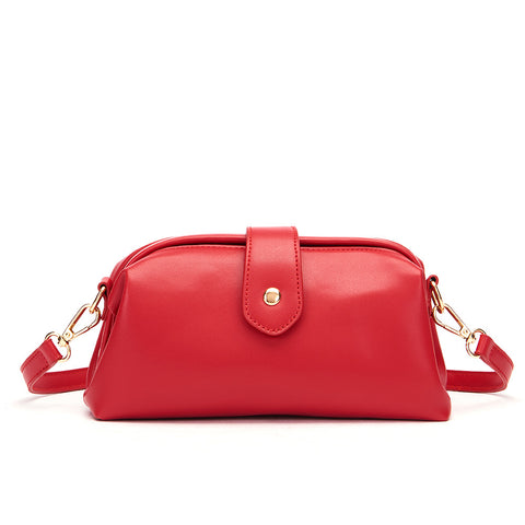 Chic Vintage Inspired PU Leather Crossbody Bag Handbag Adjustable Strap Red