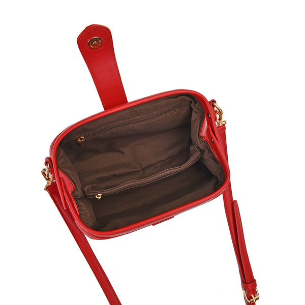 Chic Vintage Inspired PU Leather Crossbody Bag Handbag Adjustable Strap Red