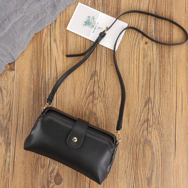 Chic Vintage Inspired PU Leather Crossbody Bag Handbag Adjustable Strap Black