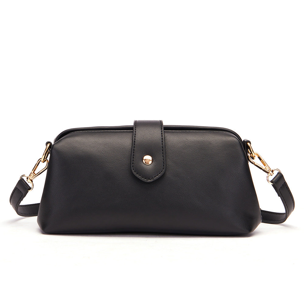 Chic Vintage Inspired PU Leather Crossbody Bag Handbag Adjustable Strap Black