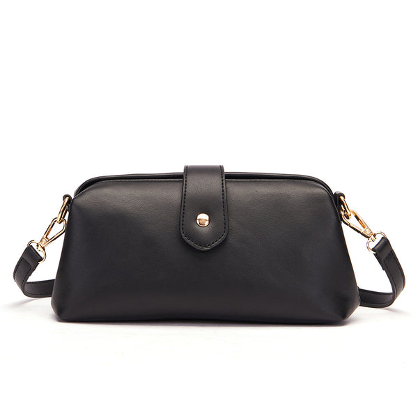 Chic Vintage Inspired PU Leather Crossbody Bag Handbag Adjustable Strap Black