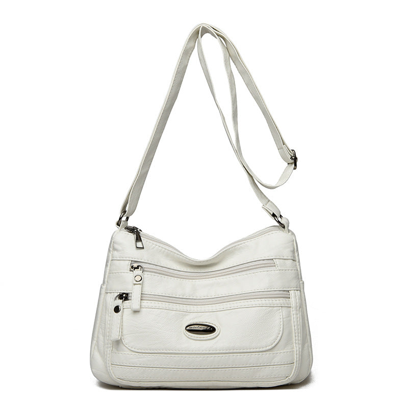 Vintage Look PU Leather Crossbody Shoulder Bag Handbag White