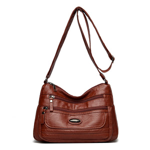 Vintage Look PU Leather Crossbody Shoulder Bag Handbag Reddish Brown