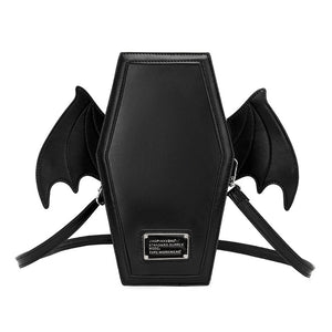 Gothic Punk Coffin Bat Wing Convertible Crossbody Shoulder Bag Backpack Black