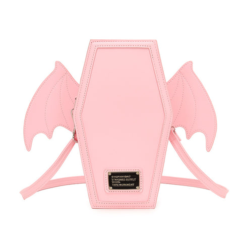 Gothic Punk Coffin Bat Wing Convertible Crossbody Shoulder Bag Backpack Pink