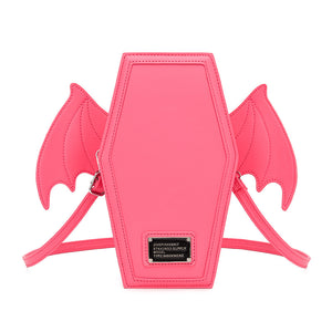 Gothic Punk Coffin Bat Wing Convertible Crossbody Shoulder Bag Backpack Rose Red
