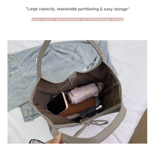Faux Suede Finish PU Leather Shoulder Tote Bag Handbag Tie Accent Coffee