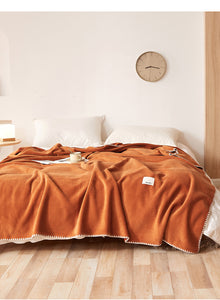 Dual Sided Waffle Plush Fleece Blanket Throw Rug 200 x 230cm Orange
