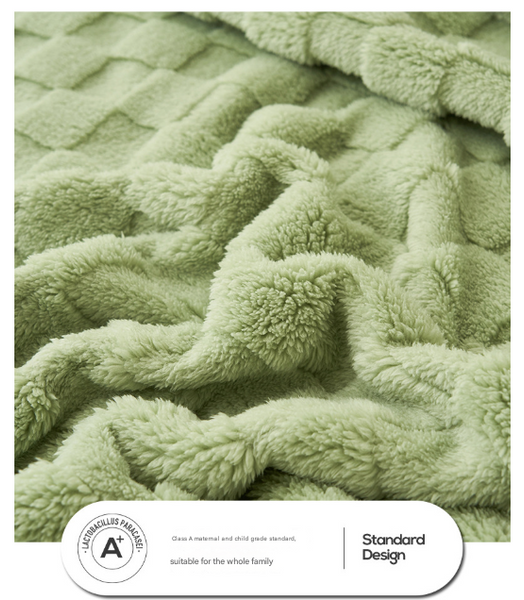 Checkered Waffle Texture Plush Fleece Blanket Throw Rug 200 x 230cm Khaki Brown