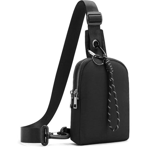 Unisex Compact Mini Waterproof Nylon Sling Crossbody Chest Bag Pack Black