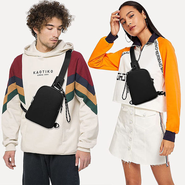 Unisex Compact Mini Waterproof Nylon Sling Crossbody Chest Bag Pack Black
