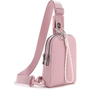 Unisex Compact Mini Waterproof Nylon Sling Crossbody Chest Bag Pack Pink