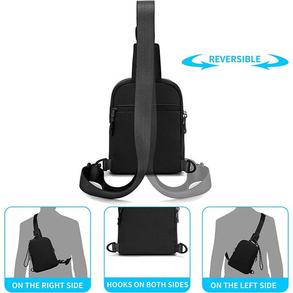 Unisex Compact Mini Waterproof Nylon Sling Crossbody Chest Bag Pack Dark Blue