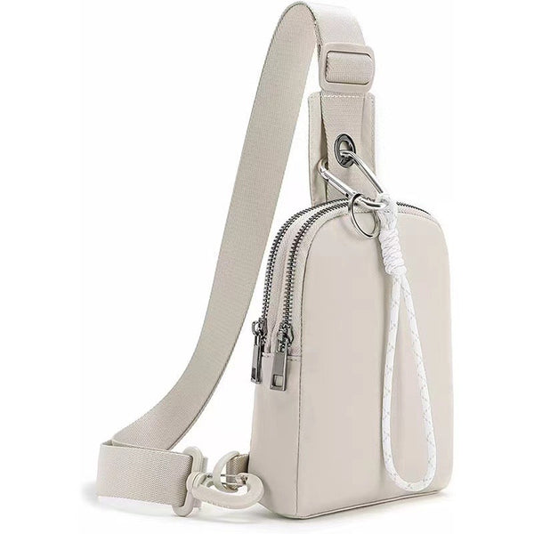 Unisex Compact Mini Waterproof Nylon Sling Crossbody Chest Bag Pack Beige