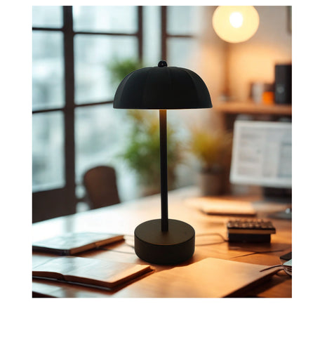 Mushroom LED 3 Colour Side End Coffee Table Lamp Light USB Touch Control Black