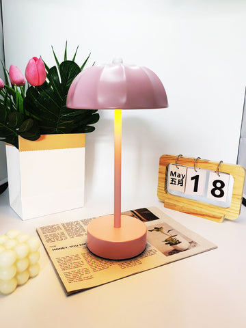 Mushroom LED 3 Colour Side End Coffee Table Lamp Light USB Touch Control Pink