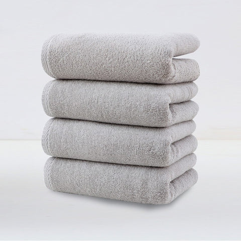 4 Pce Cotton Hand Towel Set Ultra Soft Absorbent Quick Dry Light Grey