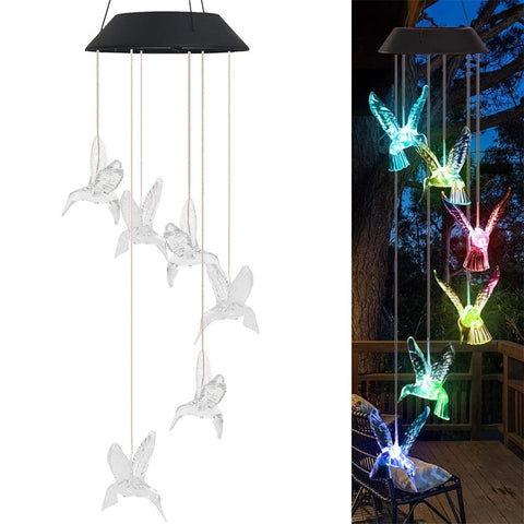 Solar Powered Hummingbird Colour Changing LED Hanging Garden Light Clear