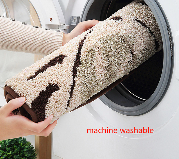 Leaves Jacquard Bath Shower Bathroom Mat Rug Non Slip 40 x 60cm Brown