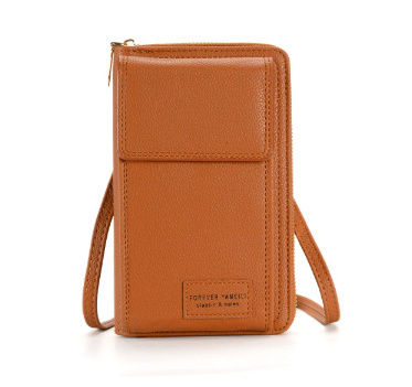 Faux PU Leather Crossbody Shoulder Phone Bag Wallet Purse Brown