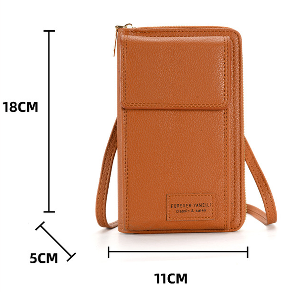Faux PU Leather Crossbody Shoulder Phone Bag Wallet Purse Brown
